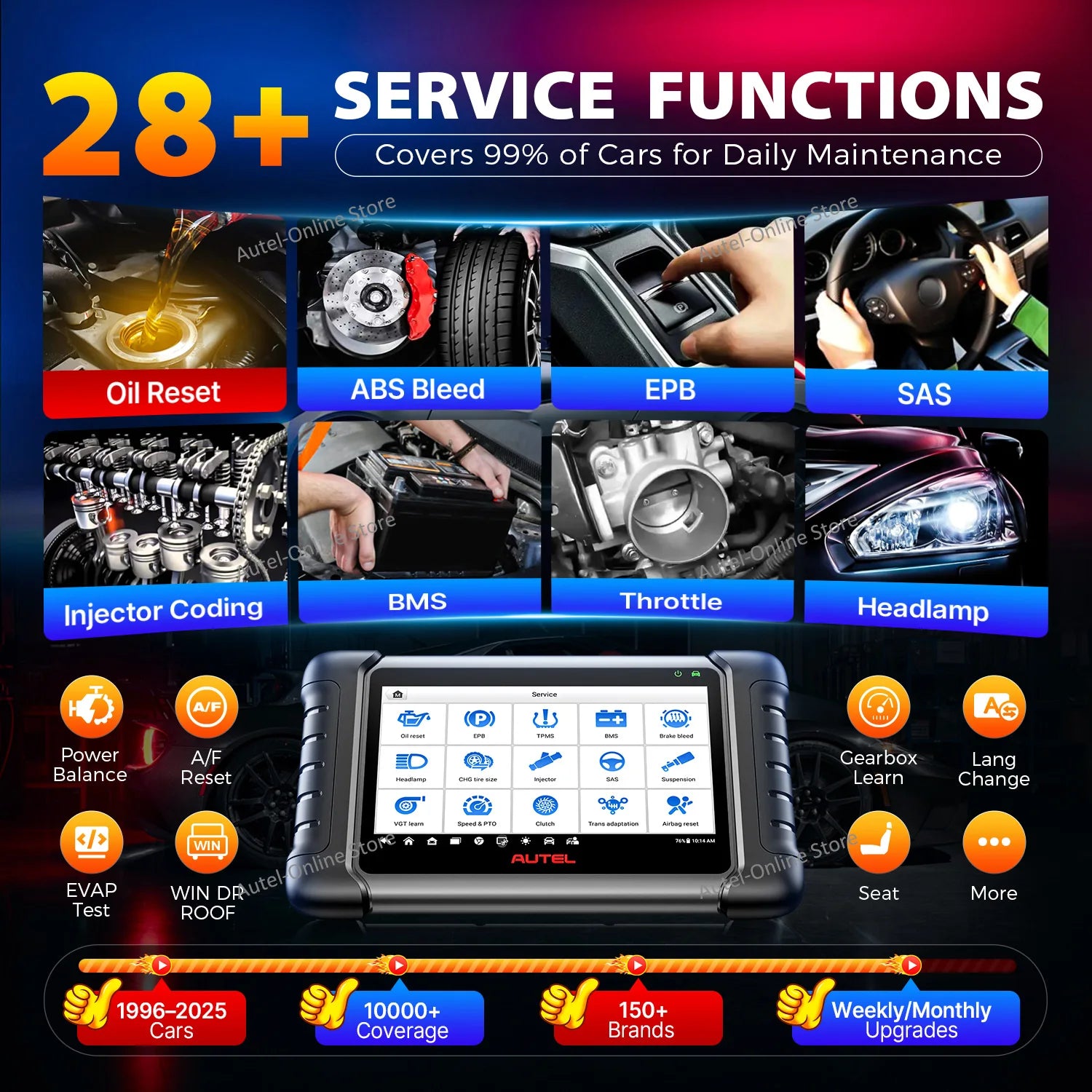Autel MaxiCheck MX808S Full System Diagnostic Tool with 36+ Special Functions, Read/ Erase Fault Codes Upgrade Version of MX808