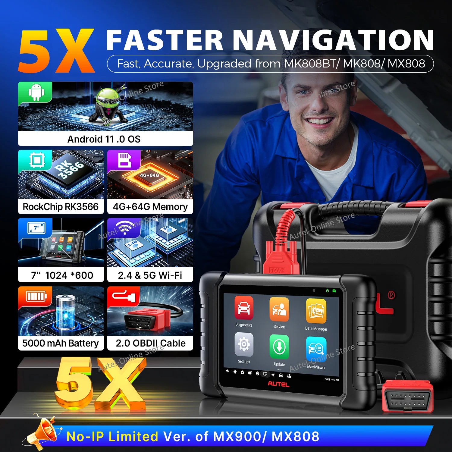 Autel MaxiCheck MX808S Full System Diagnostic Tool with 36+ Special Functions, Read/ Erase Fault Codes Upgrade Version of MX808